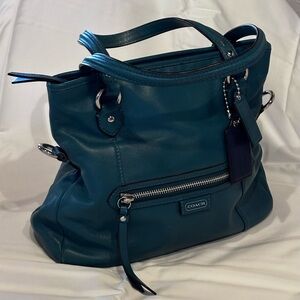 Coach Teal Satchel with Silver Accent